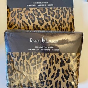 Ralph Lauren King Flat Sheets Aragon (leopard) pattern new in package
